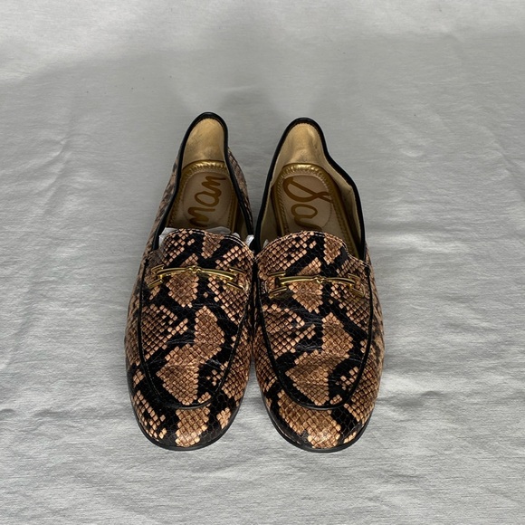 Sam Edelman Shoes - Sam Edelman classic snake skin embossed leather loafers golden horse bit SIZE 8